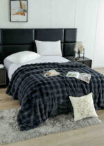 Patura Blanita Artificiala Iepure Cu Fermoar - Gri Inchis