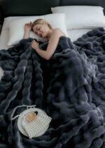 Patura Blanita Artificiala Iepure Cu Fermoar - Gri Inchis - imagine 3