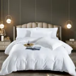 Lenjerie pat 1 persoana, damasc finetat, Deluxe, 4 piese, Alb