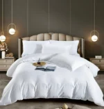 Lenjerie pat 1 persoana, damasc finetat, Deluxe, 4 piese, Alb