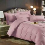 Lenjerie pat dublu, damasc finetat Deluxe, 6 piese, Roz Pudra - imagine 2