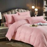 Lenjerie HoReCa, pat dublu, damasc finetat Deluxe, 6 piese, cearceaf pat cu elastic, Roz Deschis - imagine 2