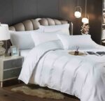 Lenjerie HoReCa, pat dublu, damasc finetat Deluxe, 6 piese, Alb - imagine 2