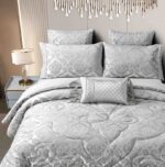 Set Cadou Luxury Jacquard Regal, 7 Piese, Cu Pilota Inclusa, Gri - imagine 3