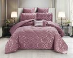Set Cadou Luxury Jacquard Regal, 7 Piese, Cu Pilota Inclusa, Roz