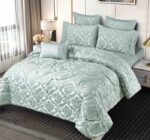 Set Cadou Luxury Jacquard Regal, 7 Piese, Cu Pilota Inclusa, Verde - imagine 2