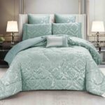 Set Cadou Luxury Jacquard Regal, 7 Piese, Cu Pilota Inclusa, Verde