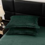 Lenjerie Luxury Pat Dublu, Jojo Home, ExtraPufoasa, din Blanita Artificiala tip Iepure, VERDE - imagine 2