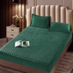 Husa Matlasata Tip Topper Din Catifea - Verde