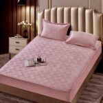 Husa Matlasata Tip Topper Din Catifea - Roz