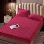 Husa Matlasata Tip Topper Din Catifea - Rosu