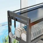 Suport de vase metalic multifunctional cu scurgator, suport pentru ustensile si tacamuri - imagine 3