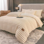 Lenjerie De Pat, 4 Piese, Cu Elastic, Cocolino, Dungi Groase - imagine 5