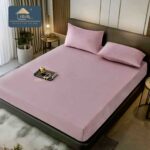 Set Husa de Pat cu Elastic din Catifea, UNI, 3 Piese,Roz