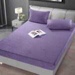 Set Husa de Pat cu Elastic din Catifea, UNI, 3 Piese, Mov