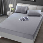 Set Husa de Pat cu Elastic din Catifea, UNI, 3 Piese, Gri Deschis