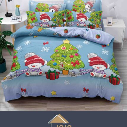 Lenjerie pat dublu, model Craciun 6 Piese