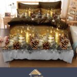 Lenjerie pat dublu, model Craciun 6 Piese
