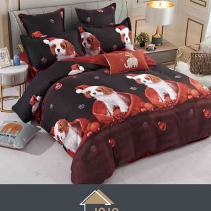 Lenjerie pat dublu, model Craciun 6 Piese