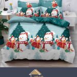 Lenjerie pat dublu, model Craciun 6 Piese