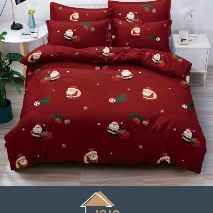 Lenjerie pat dublu, model Craciun 6 Piese