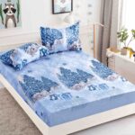 Husa de Pat cu Elastic din Bumbac Finet + 2 Fete de Perna, Pat 2 Persoane – Christmas