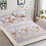 Husa de Pat cu Elastic din Bumbac Finet + 2 Fete de Perna, Pat 2 Persoane – Christmas