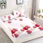 Husa de Pat cu Elastic din Bumbac Finet + 2 Fete de Perna, Pat 2 Persoane – Christmas