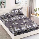 Husa de Pat cu Elastic din Bumbac Finet + 2 Fete de Perna, Pat 2 Persoane – Christmas