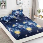 Husa de Pat cu Elastic din Bumbac Finet + 2 Fete de Perna, Pat 2 Persoane – Christmas