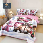 Set Cuvertura de Pat Craciun 5D + 2 fete perna