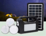 Kit portabil, Panou Solar, 3 Becuri LED, Lanterna, Reincarcare telefon, USB, EP-392 - imagine 2