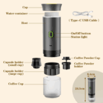 Espressor Portabil 3 in 1 Capsule si Cafea Macinata, USB Reincarcabil, 20BAR, 60ml - imagine 7