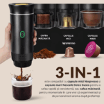 Espressor Portabil 3 in 1 Capsule si Cafea Macinata, USB Reincarcabil, 20BAR, 60ml - imagine 2