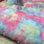 Lenjerie De Pat Pufoasa, 6 Piese, FLUFFY - ROZ DEGRADE cu Ciucuri - imagine 6