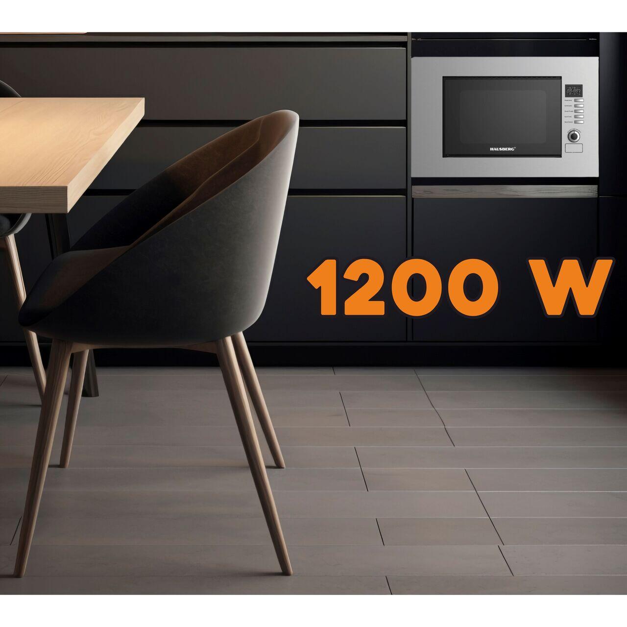 HB-8065IN_square Cuptor cu microunde incorporabil HAUSBERG HB-8065IN, 20 litri, Putere: 230V, 50Hz, 700W, 900W putere grill, 1200W putere de intrare, 6 nivele de putere, 8 programe automate, control mecanic, decongelare, timer, sistem blocare copii, argintiu - imagine 3