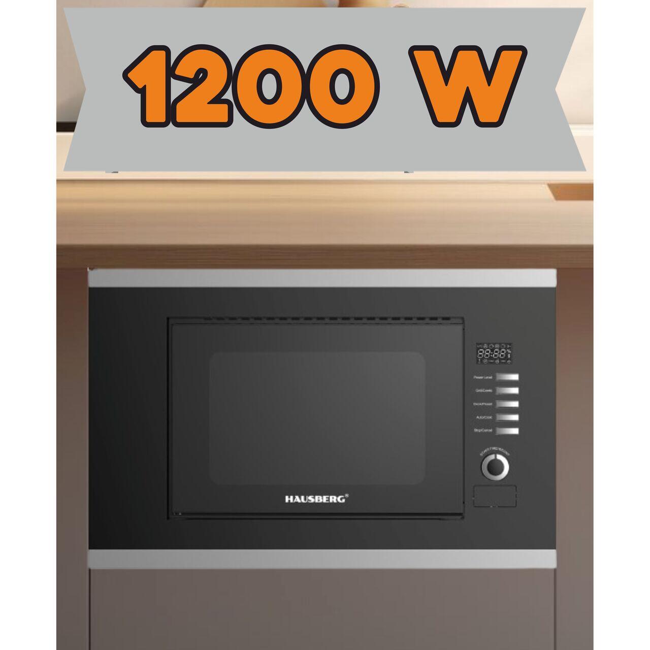 HB-8065NG-2_square Cuptor cu microunde incorporabil HAUSBERG HB-8065IN, 20 litri, Putere: 230V, 50Hz, 700W, 900W putere grill, 1200W putere de intrare, 6 nivele de putere, 8 programe automate, control mecanic, decongelare, timer, sistem blocare copii, argintiu - imagine 6