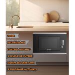 Cuptor cu microunde incorporabil HAUSBERG HB-8065IN, 20 litri, Putere: 230V, 50Hz, 700W, 900W putere grill, 1200W putere de intrare, 6 nivele de putere, 8 programe automate, control mecanic, decongelare, timer, sistem blocare copii, argintiu - imagine 5