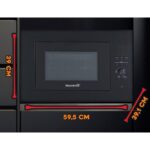 Cuptor cu microunde incorporabil Hausberg HB-8070IN, 25 l, Putere nominală de ieșire a cuptorului cu microunde: 900W, putere de intrare: 1400W, putere grătar: 1000W, Grill, Control digital, Argintiu/Negaru - imagine 5