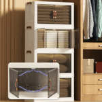 Dulap de depozitare stivuibil, cu 4 compartimente, usi duble si roti, rezistent la praf si umezeala - imagine 11