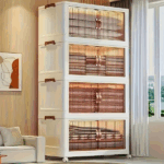 Dulap de depozitare stivuibil, cu 4 compartimente, usi duble si roti, rezistent la praf si umezeala - imagine 3