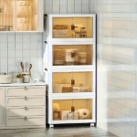 Dulap de depozitare stivuibil, cu 4 compartimente, usi duble si roti, rezistent la praf si umezeala - imagine 7