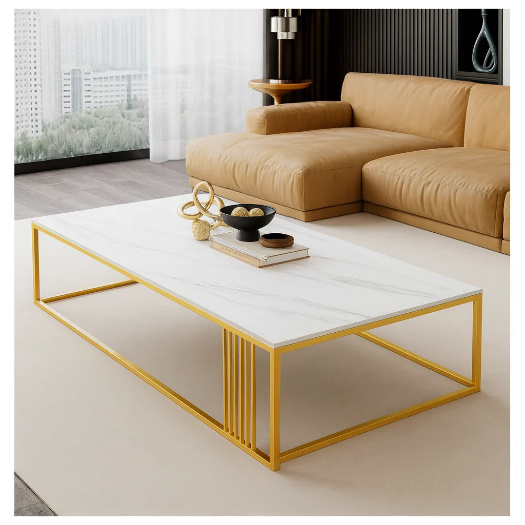 Masuta_de_cafea_dreptunghiulara_1 Masuta de cafea dreptunghiulara, minimalista, design nordic, aspect marmura alba, 120x60x43cm - imagine 2