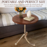 Masuta laterala moderna cu blat rotund si picioare metalice cromate – Design elegant pentru living 40 x 40 x 51 cm - imagine 11