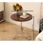 Masuta laterala moderna cu blat rotund si picioare metalice cromate – Design elegant pentru living 40 x 40 x 51 cm - imagine 4