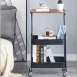 Masuta portabila petru cafea, otel carbon, 2 polite si cu o masa de lucru, 79 x 43 x 30 cm - imagine 9