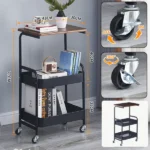 Masuta portabila petru cafea, otel carbon, 2 polite si cu o masa de lucru, 79 x 43 x 30 cm - imagine 4