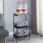 Masuta portabila petru cafea, otel carbon, 2 polite si cu o masa de lucru, 79 x 43 x 30 cm - imagine 7