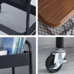 Masuta portabila petru cafea, otel carbon, 2 polite si cu o masa de lucru, 79 x 43 x 30 cm - imagine 6