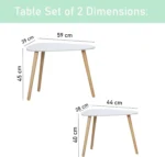 Set 2 masute de cafea stil nordic, design modern, MDF si lemn , alb si natural - imagine 4